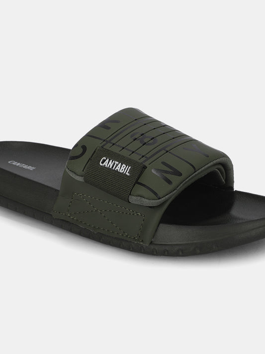 Men's Green Colourblock Sliders