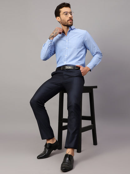 Men's Formal Flat front Navy Blue  Trousers