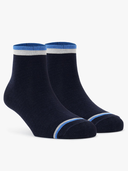 Men's Pack Of 5 Blue Ankle Length Colour Blocked Casual Socks
