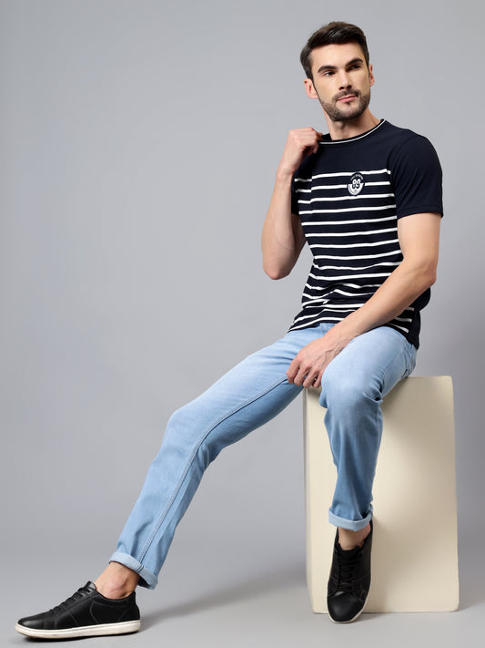 Denim Jeans for Men l Breathable & Soft with Color Fastness Ultra Narrow Fit Cotton Fabric Solid Pattern Button Closure