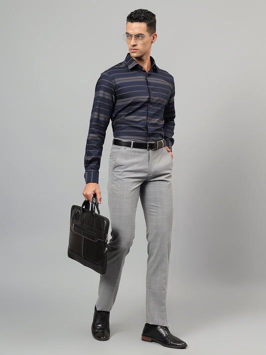 Formal Shirt for Men l Breathable & Soft with Color Fastness Regular Fit Spread Collar Neck Cotton Fabric Striped Pattern