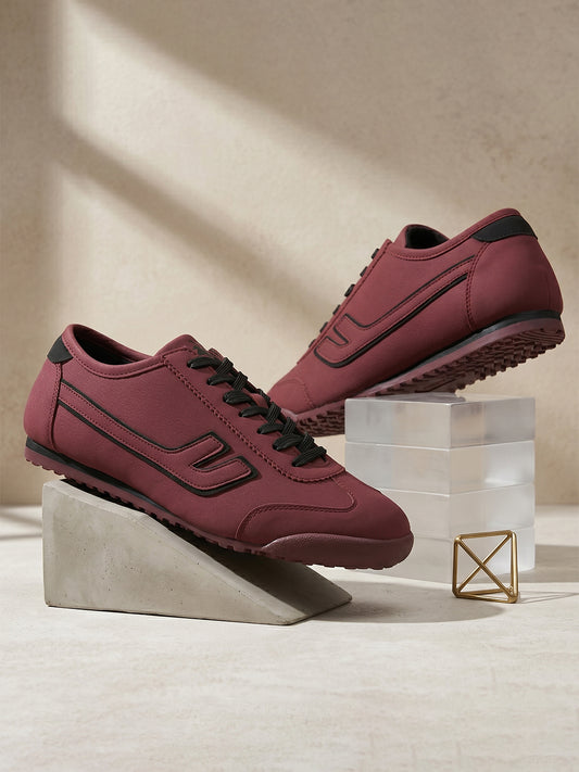 Men's Maroon Colorblock Casual Sneakers