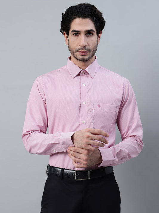Formal Shirt for Men l Breathable & Soft with Color Fastness Regular Fit Spread Collar Neck Cotton Fabric Striped Pattern