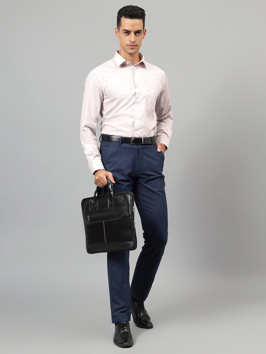 Formal Shirt for Men l Breathable & Soft with Color Fastness Regular Fit Spread Collar Neck Cotton Blend Fabric Solid Pattern