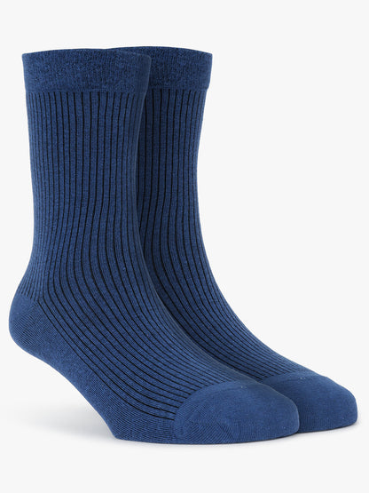 Men's Pack Of 5 Blue Crew Length Stripes Casual Socks