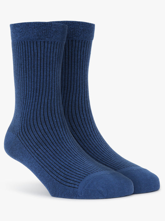 Men's Pack Of 5 Blue Crew Length Stripes Casual Socks