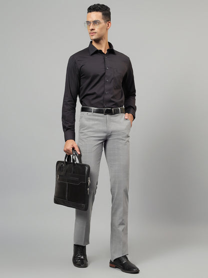 Formal Trouser for Men | Breathable & Soft with Color Fastness Regular Fit Poly Viscose Fabric Checkered Pattern Hook & Eye Closure