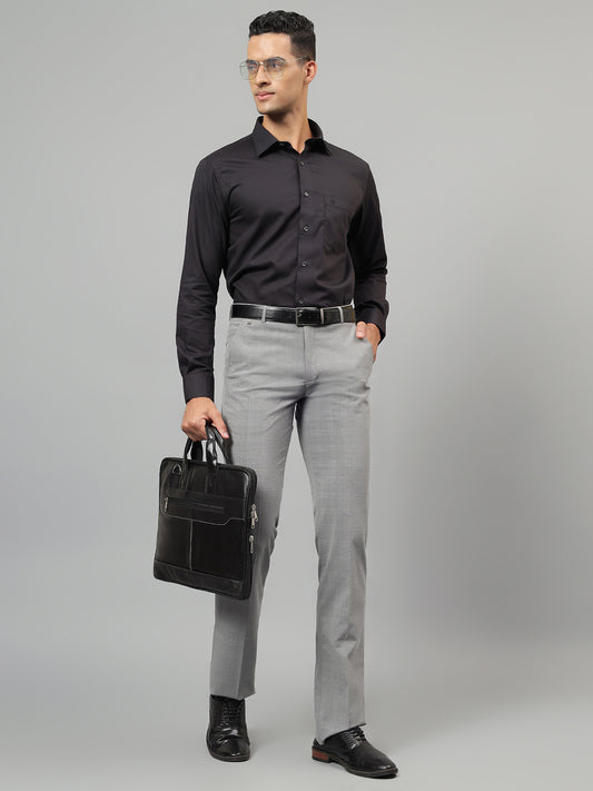 Formal Trouser for Men | Breathable & Soft with Color Fastness Regular Fit Poly Viscose Fabric Checkered Pattern Hook & Eye Closure