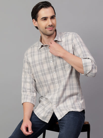 Casual Shirt for Men | Breathable & Soft with Color Fastness Regular Fit Spread Collar Neck Cotton Fabric Checkered Pattern