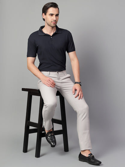 Casual Trouser for Men | Breathable & Soft with Color Fastness Regular Fit Cotton Blend Fabric Solid Pattern Button Closure