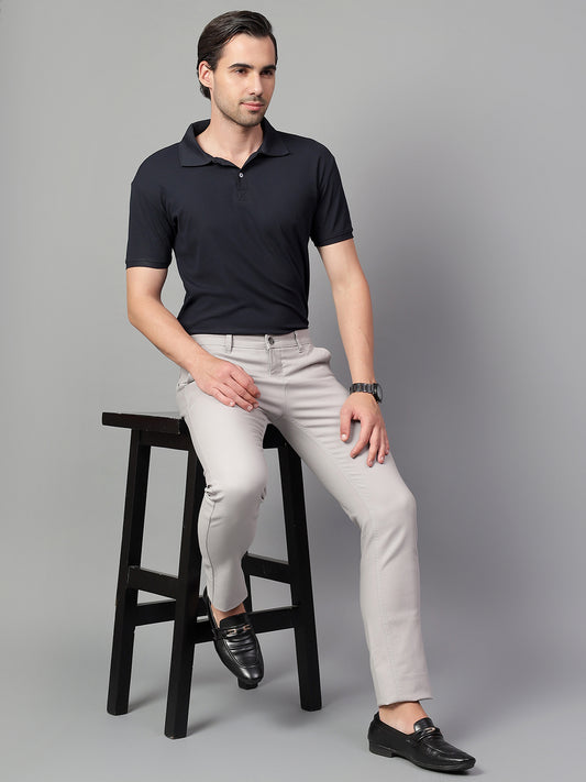 Casual Trouser for Men | Breathable & Soft with Color Fastness Regular Fit Cotton Blend Fabric Solid Pattern Button Closure