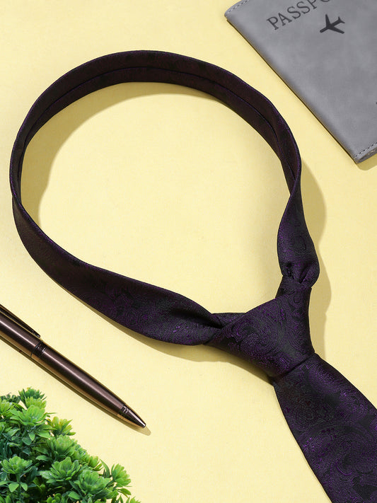 Men's Purple Floral Printed Broad Tie