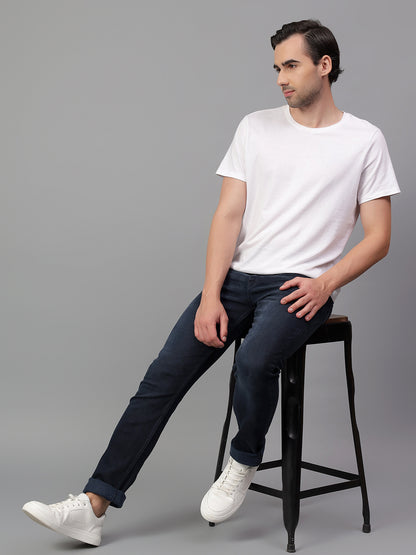 Denim Jeans for Men l Breathable & Soft with Color Fastness Ultra Narrow Fit Cotton Fabric Solid Pattern Button Closure