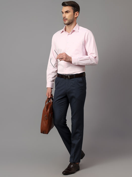 Formal Trouser for Men | Breathable & Soft with Color Fastness Regular Fit Poly Viscose Fabric Self Design Pattern Hook & Eye Closure