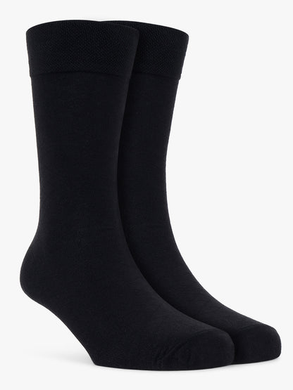 Men's Pack Of 5 Black Crew Length Solid Casual Socks