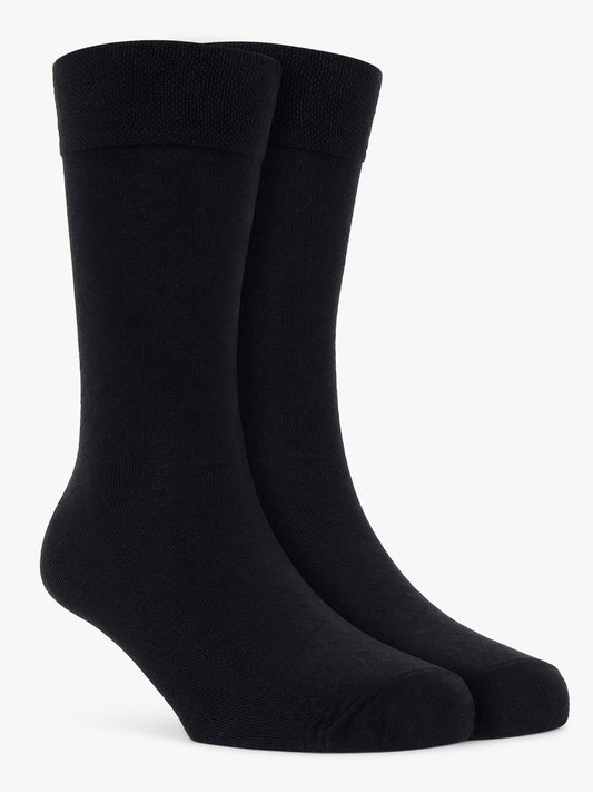 Men's Pack Of 5 Black Crew Length Solid Casual Socks
