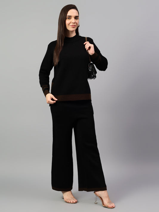 Women's Black Solid Winter Co-Ord Set