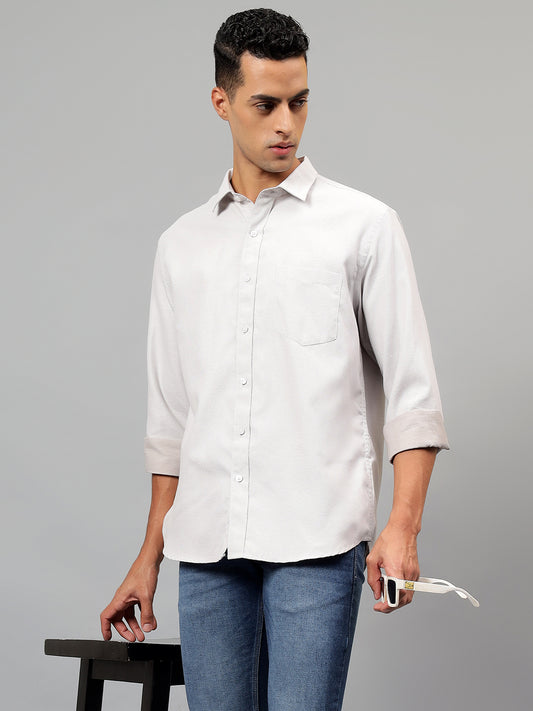 Casual Shirt for Men | Breathable & Soft with Color Fastness Regular Fit Spread Collar Neck Cotton Blend Fabric Self Design Pattern