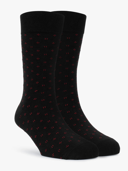 Men's Pack Of 5 Black Crew Length Printed Casual Socks