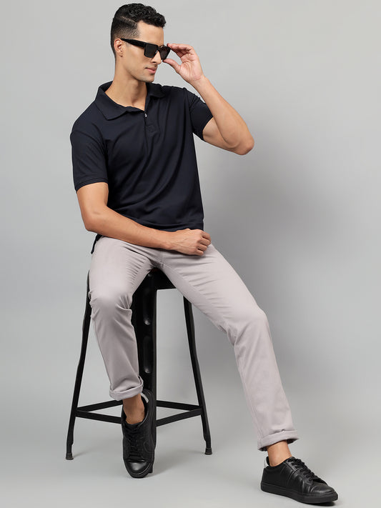 Casual Trouser for Men | Breathable & Soft with Color Fastness Regular Fit Cotton Blend Fabric Solid Pattern Button Closure