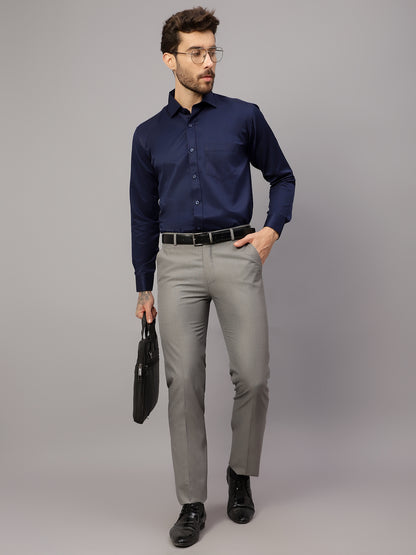 Men's Formal Flat front Grey  Trousers