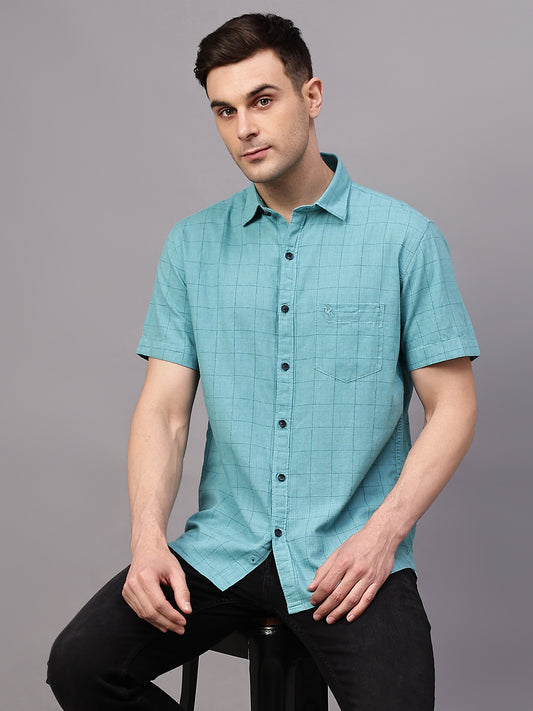 Casual Shirt for Men | Breathable & Soft with Color Fastness Regular Fit Spread Collar Neck Cotton Fabric Checkered Pattern