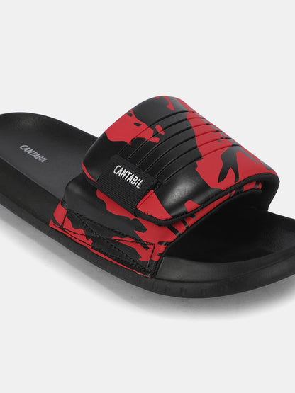 Men's Red Colourblock Sliders