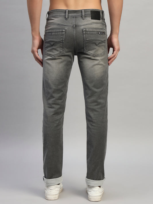 Denim Jeans for Men l Breathable & Soft with Color Fastness Ultra Narrow Fit Cotton Fabric Solid Pattern Button Closure