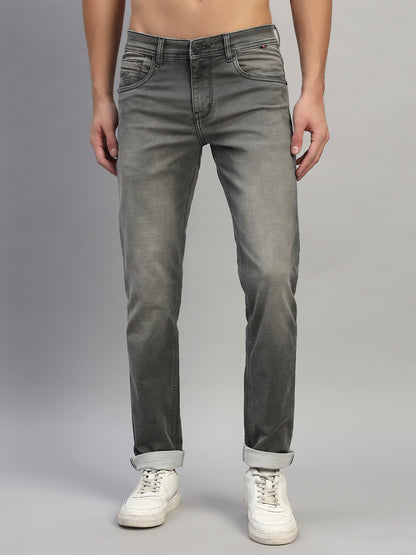 Denim Jeans for Men l Breathable & Soft with Color Fastness Ultra Narrow Fit Cotton Fabric Solid Pattern Button Closure