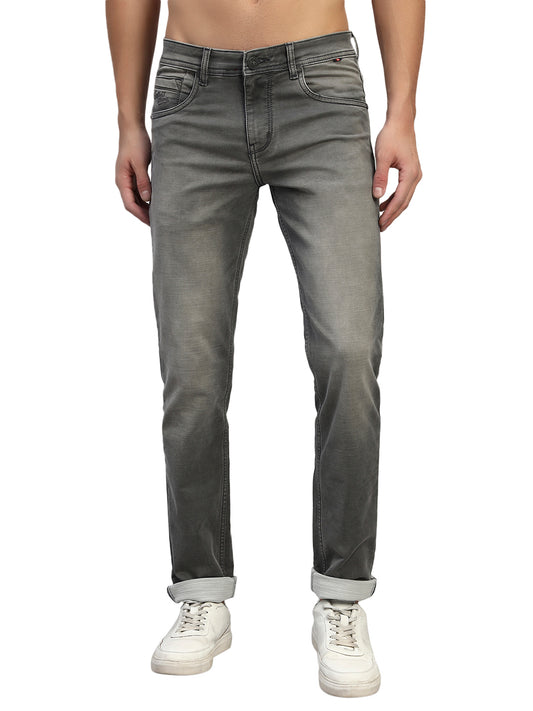 Denim Jeans for Men l Breathable & Soft with Color Fastness Ultra Narrow Fit Cotton Fabric Solid Pattern Button Closure