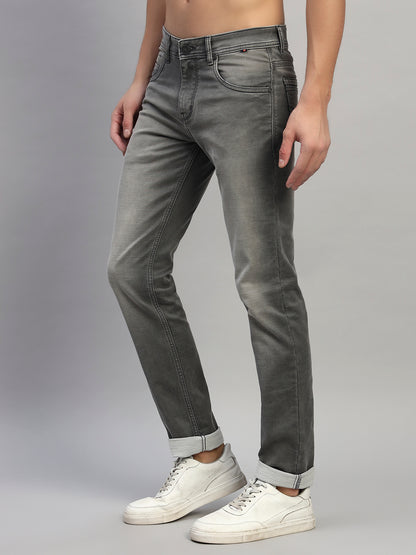 Denim Jeans for Men l Breathable & Soft with Color Fastness Ultra Narrow Fit Cotton Fabric Solid Pattern Button Closure