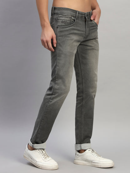 Denim Jeans for Men l Breathable & Soft with Color Fastness Ultra Narrow Fit Cotton Fabric Solid Pattern Button Closure