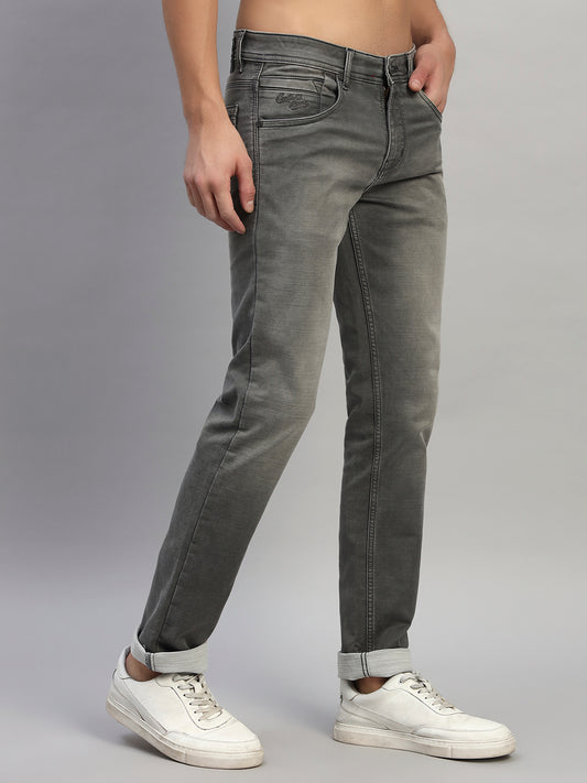 Denim Jeans for Men l Breathable & Soft with Color Fastness Ultra Narrow Fit Cotton Fabric Solid Pattern Button Closure