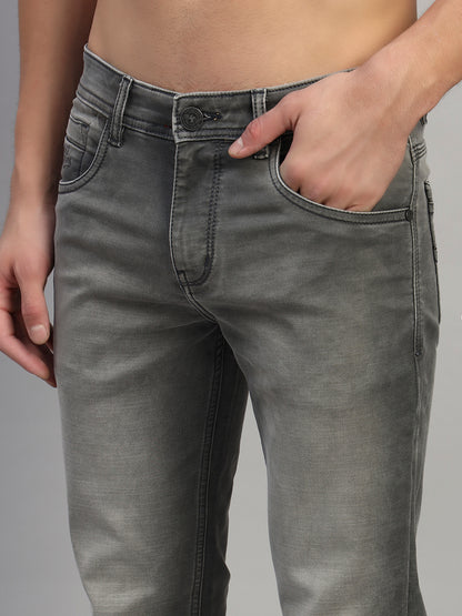 Denim Jeans for Men l Breathable & Soft with Color Fastness Ultra Narrow Fit Cotton Fabric Solid Pattern Button Closure