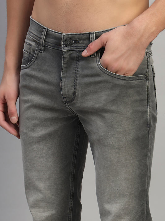 Denim Jeans for Men l Breathable & Soft with Color Fastness Ultra Narrow Fit Cotton Fabric Solid Pattern Button Closure