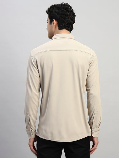 Casual Shirt for Men | Breathable & Soft with Color Fastness Regular Fit Spread Collar Neck Polyester Fabric Solid Pattern