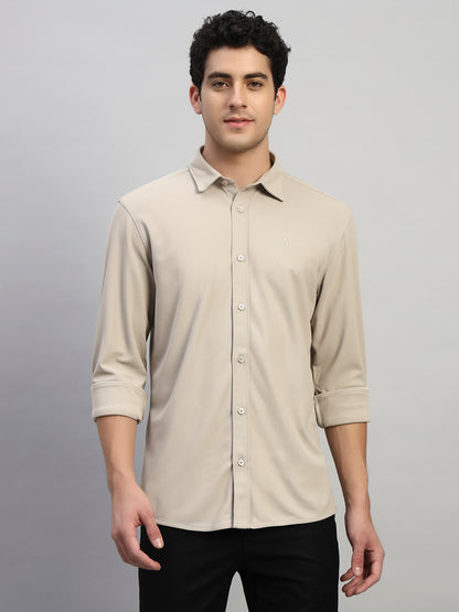 Casual Shirt for Men | Breathable & Soft with Color Fastness Regular Fit Spread Collar Neck Polyester Fabric Solid Pattern