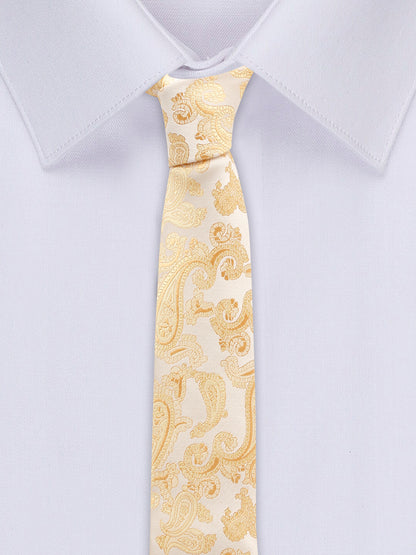 Men's Yellow Fashion Paisley Pattern Tie Set