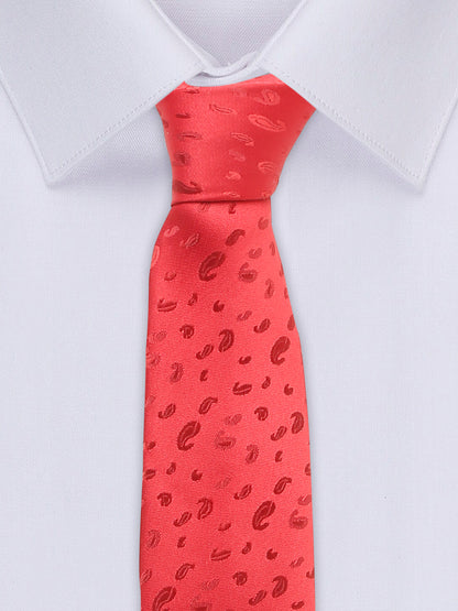 Men's Red Fashion Paisley Pattern Tie Set