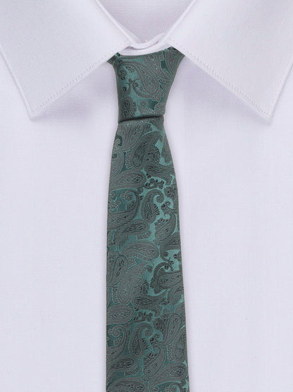 Men's Green Fashion Paisley Pattern Tie Set