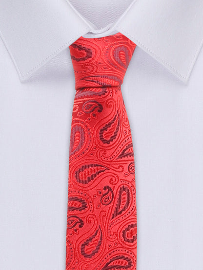 Men's Red Fashion Paisley Pattern Tie Set