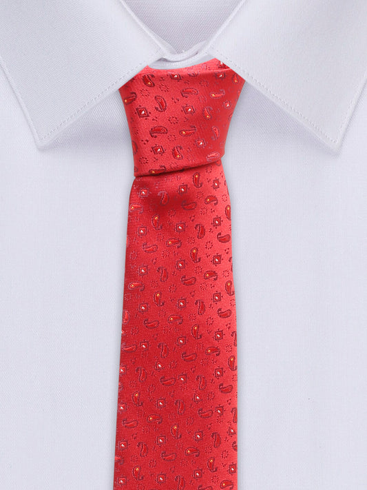 Men's Red Fashion Paisley Pattern Tie Set