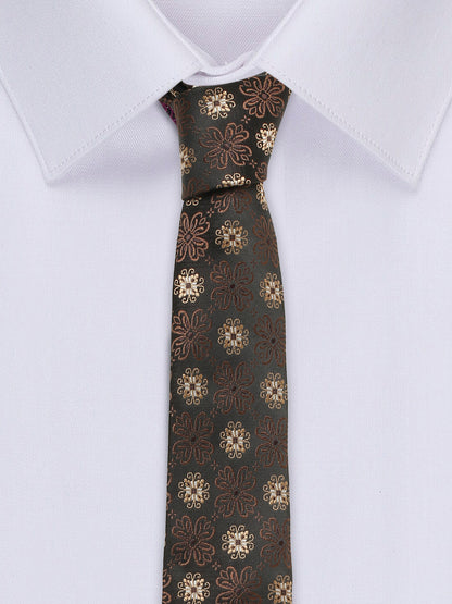 Men's Brown Fashion Floral Pattern Tie Set