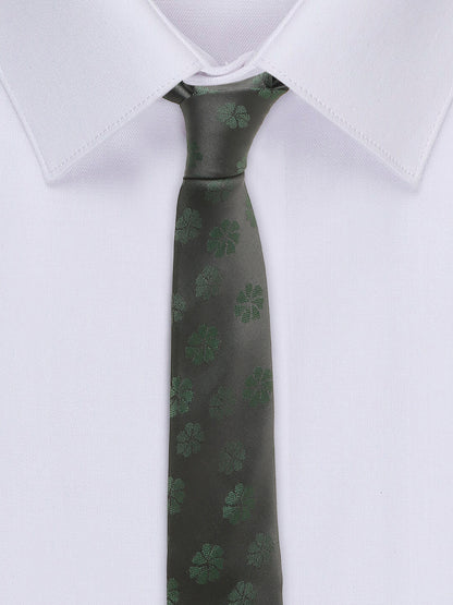 Men's Green Fashion Floral Pattern Tie Set