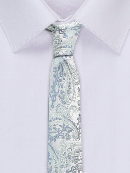 Men's Grey Fashion Paisley Pattern Tie Set