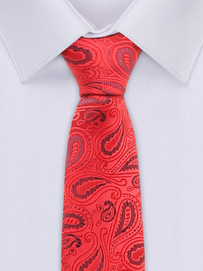 Men's Red Fashion Paisley Pattern Tie Set
