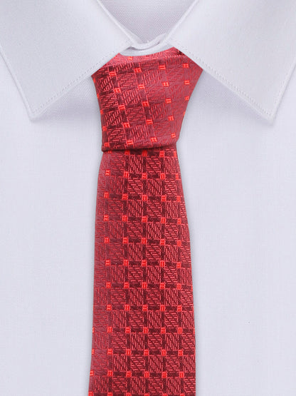 Men's Maroon Fashion Geometric Pattern Tie Set