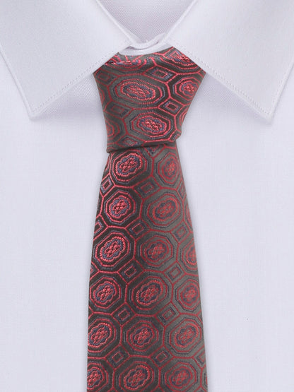 Men's Maroon Fashion Medallion Pattern Tie Set