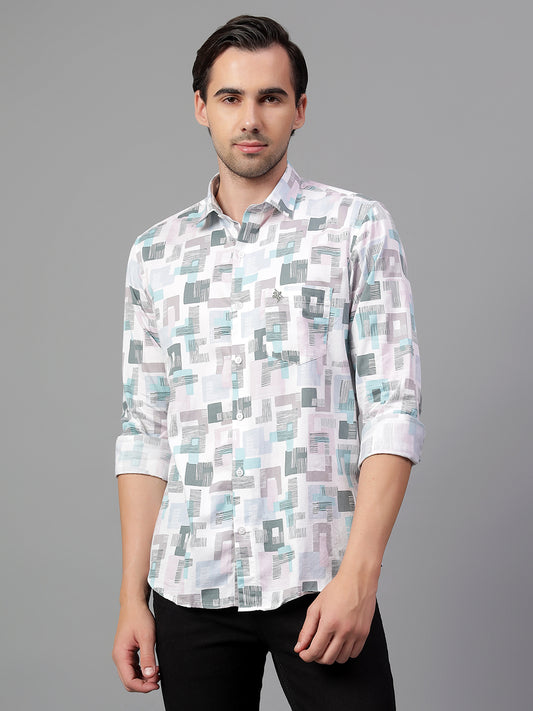 Casual Shirt for Men | Breathable & Soft with Color Fastness Regular Fit Spread Collar Neck Cotton Fabric Printed Pattern