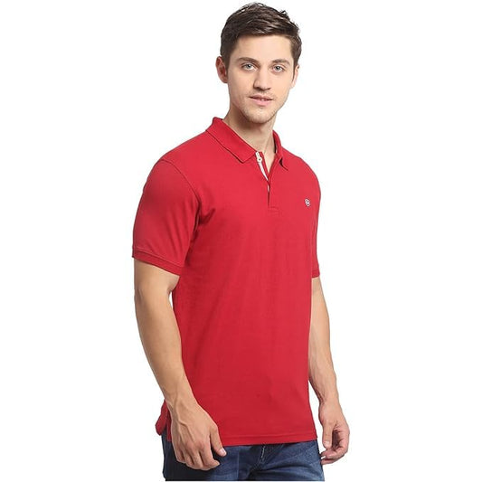 Men's Maroon Regular Fit Solid Half Sleeve Casual T-Shirt
